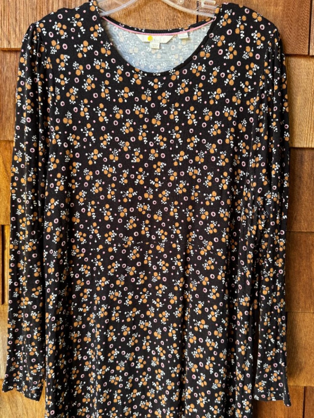 EUC BODEN Crew Neck Black Floral Pop Spot Long Sleeve Jersey Midi Dress US 20/22 - Picture 2 of 11